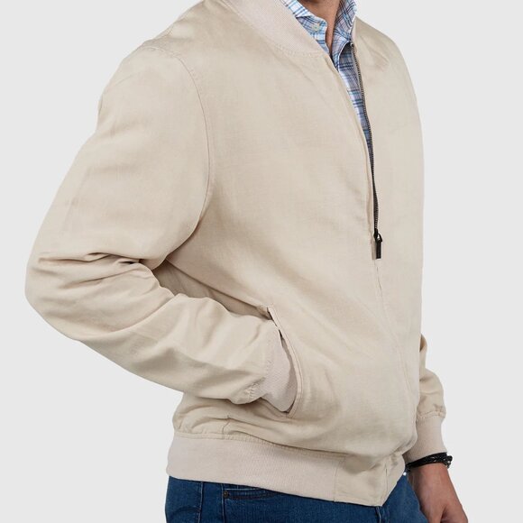 NWT Westport Black Summer Linen Blend Blouson Jacket in Stone size L Tall Casual - Picture 6 of 12